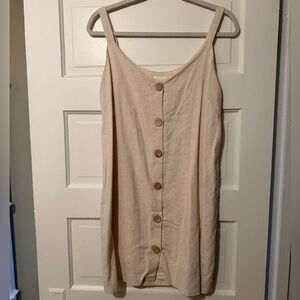 Lush Beige Button-Down Women's Dress